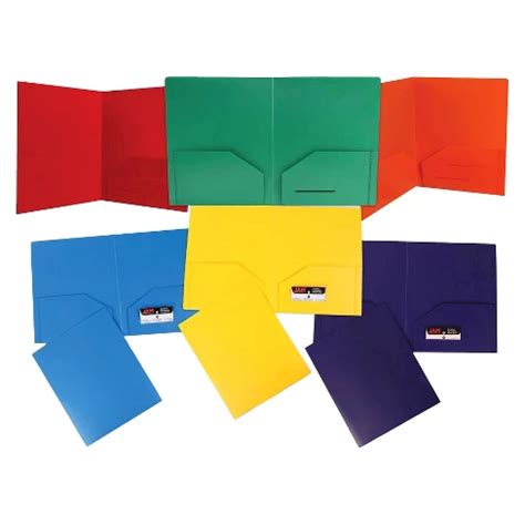 Jam 6pk 2 Pocket Heavy Duty Plastic Folders .